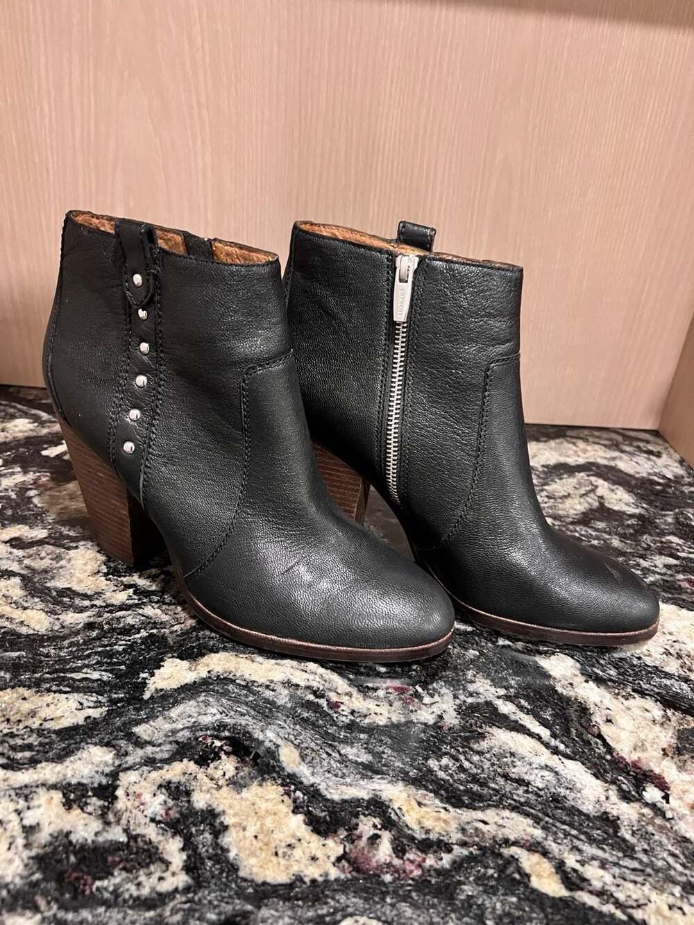 Coach Black Leather Studded Ankle Boots Size 10B
